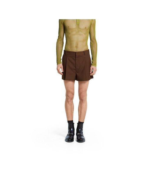 Gucci Brown Pleat Detailed Shorts for men
