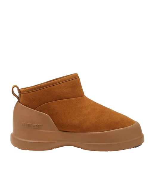 Moon Boot Brown Luna Suede Low-Top Snow Boots