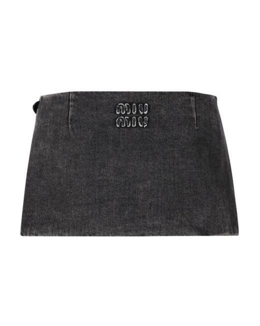 Miu Miu Black Wrapped Mini Skirt