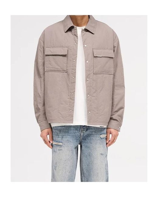 Represent Gray Quilted Overshirt for men