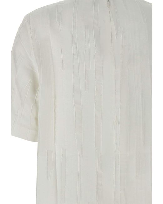 Loulou de Saison White Toba Textured Short-Sleeve Top