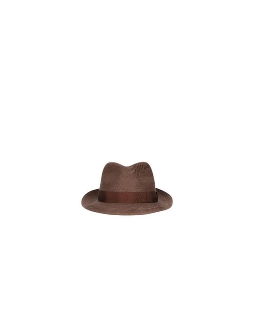 Borsalino Brown Logo Hat for men
