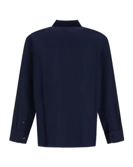 Herno Blue Button-Up Long-Sleeved Shirt for men
