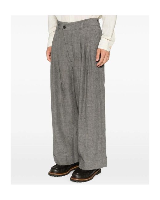 Ziggy Chen Gray Check-Pattern Trousers for men
