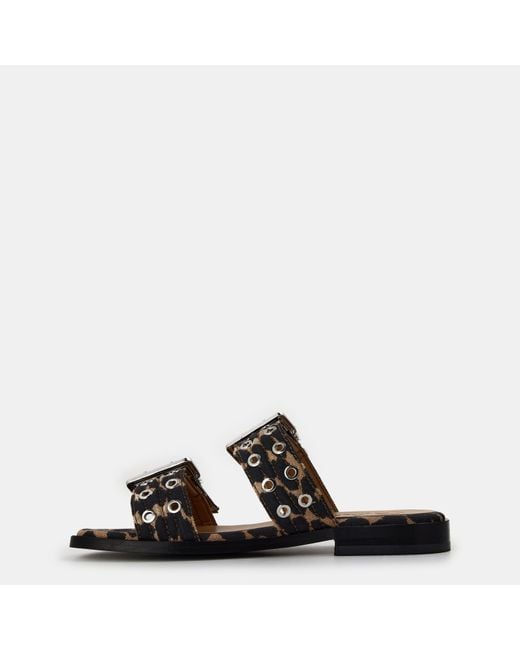 Ganni Black Buckle Slippers