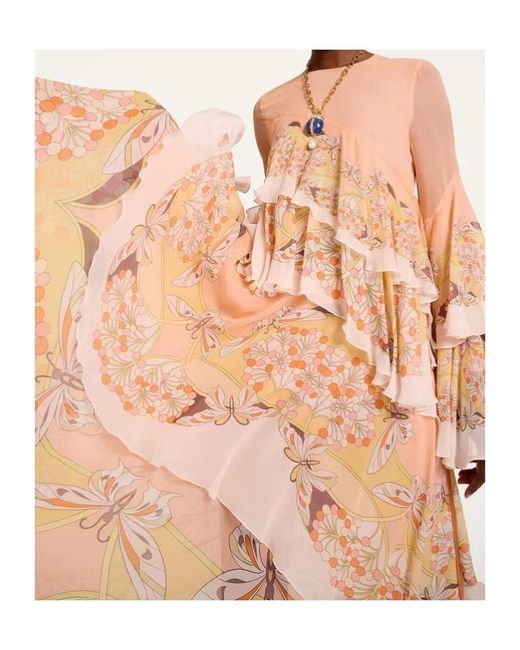 LaDoubleJ Pink Ruffled Floral-Print Dress