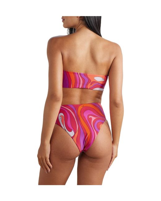 Emilio Pucci Red Printed Bandeau Bikini Top