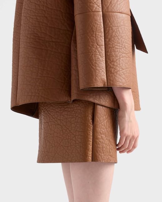 Prada Brown Nappa Leather Mini Skirt
