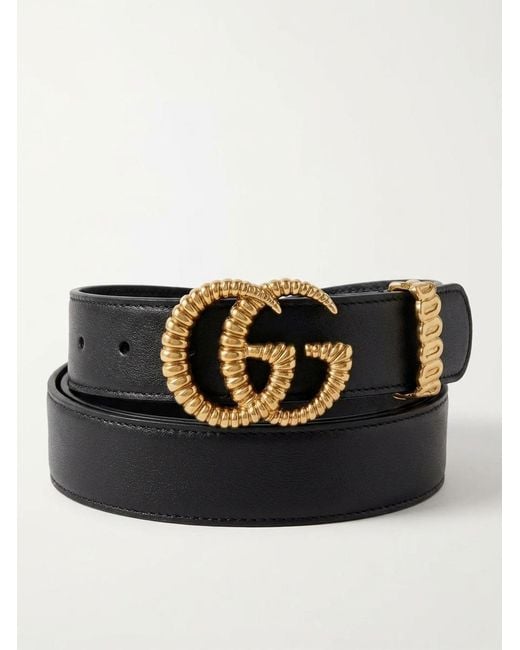 Gucci Black Leather Belt With Torchon Double G Buckle