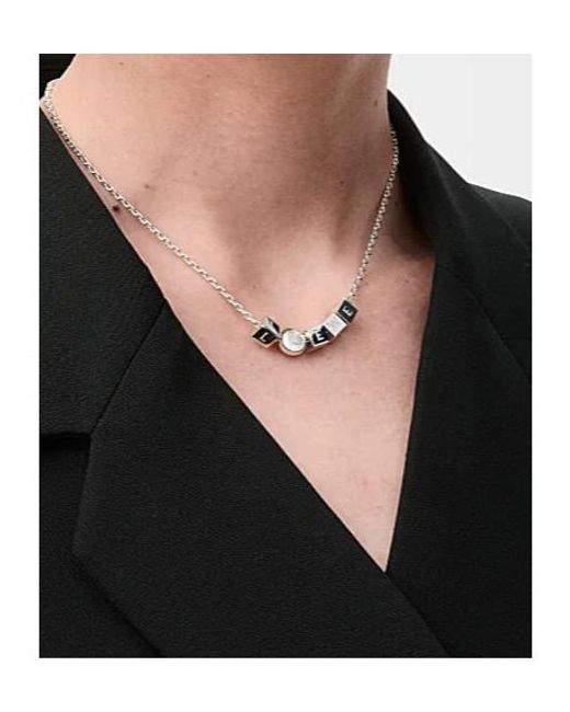 Loewe White Pebble Cube Sterling Necklace