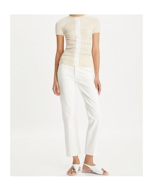 Tory Burch White Kick Flared Jeans