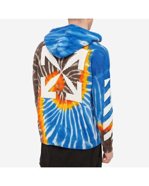 Off-White c/o Virgil Abloh Blue Arrows-Motif Drawstring Hoodie for men
