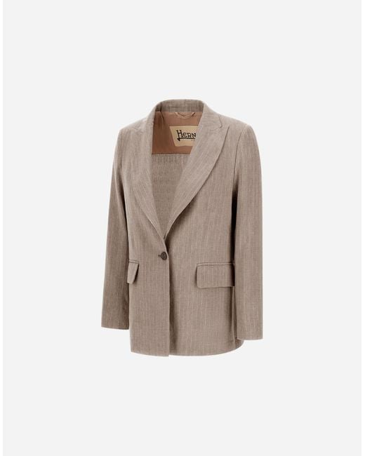 Herno Brown Single-Breasted Tailored Jacket