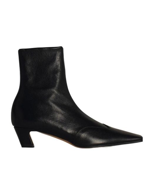 Khaite Black Nevada Almond Toe Ankle Boots