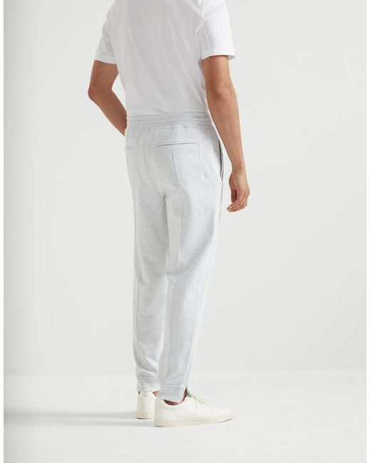 Brunello Cucinelli White Drawstring Terry Sweatpants for men