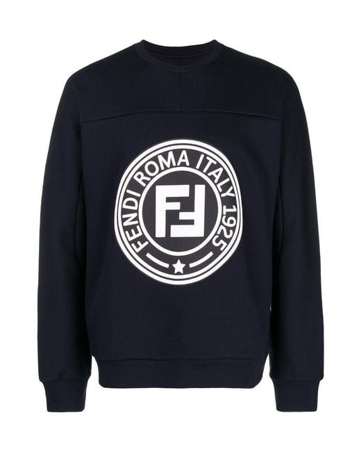 Fendi Blue Ff Printed Hoodie for men