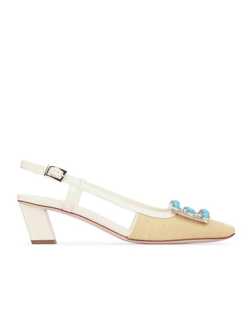 Roger Vivier Natural Square-Toe High-Heeled Sandals