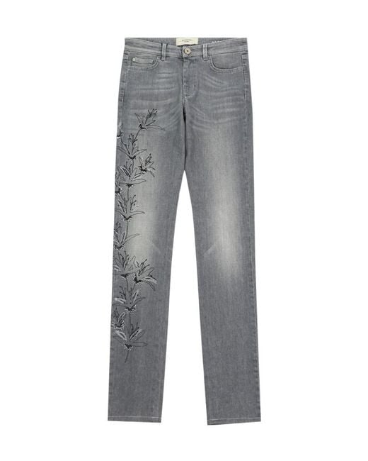 Weekend by Maxmara Gray Logo Details Jeans