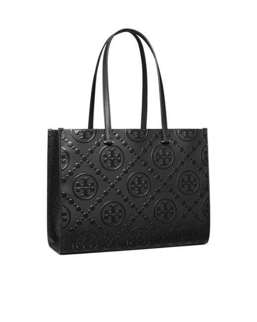Tory Burch Black Monogram-Pattern Tote Bag
