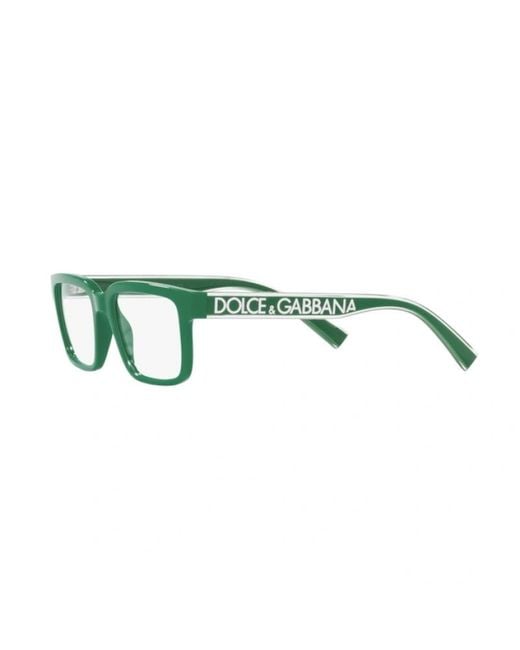 Dolce & Gabbana Green Eyewear Rectangular Frame Glasses for men
