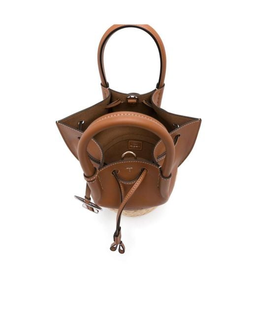 Tod's Brown Logo Embossed Panelled Bucket Bag