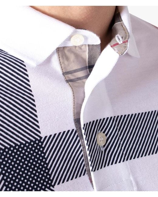 Barbour White Check Detailed Short-Sleeved Polo Shirt for men
