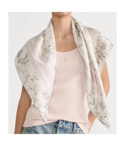 Dior White Rosier De 90 Square Scarf