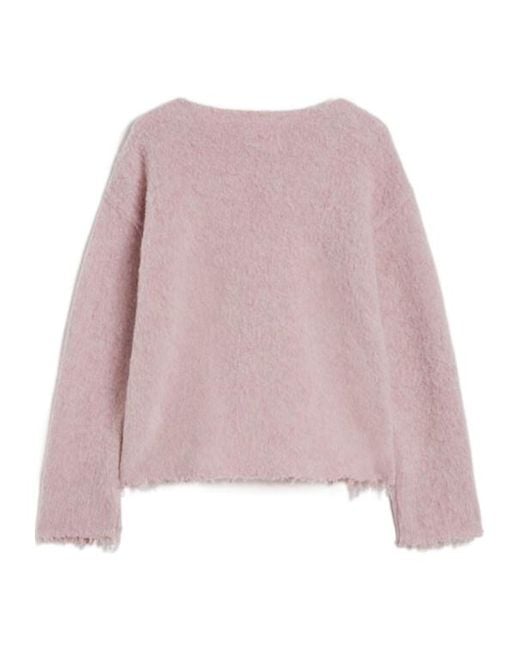 Jil Sander Pink Frayed Edge Boat-Neck Jumper