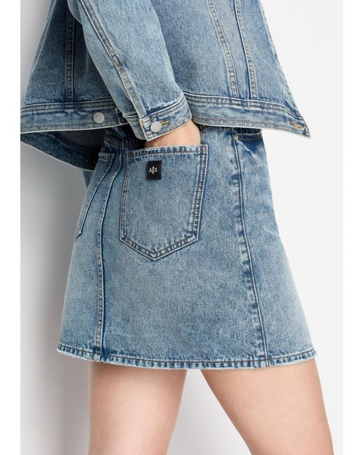 ARMANI EXCHANGE Blue High-Waisted Denim Skirt