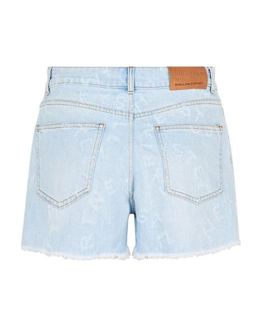 Stella McCartney Blue Logo Denim Shorts