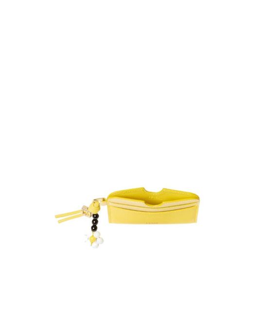 Fendi Yellow Ff Diamonds Flower-Detail Card Holder