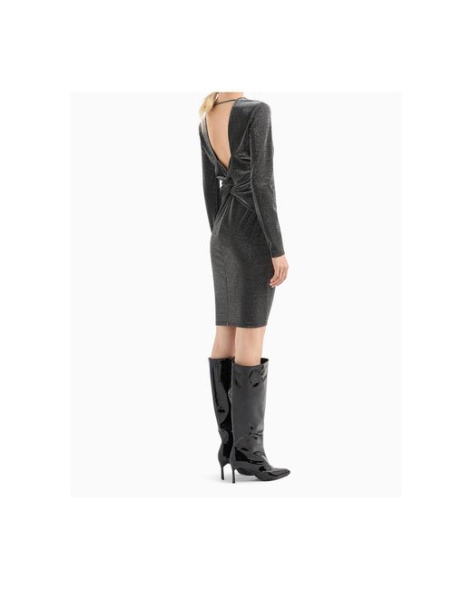 ARMANI EXCHANGE Gray Open-Back V-Neck Dress