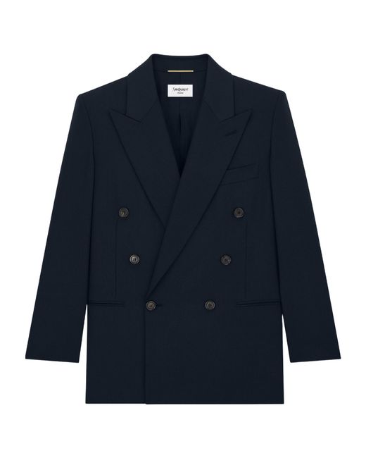 Saint Laurent Blue Long-Sleeved Suit Jacket