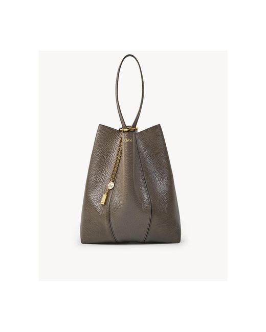 Chloé Brown Chloé Spin Charm Detailed Tote Bag
