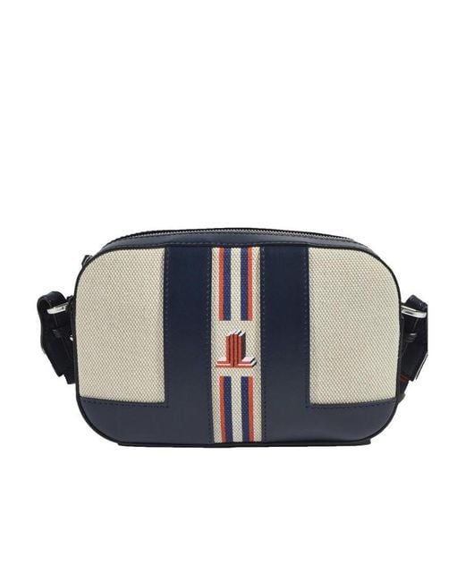 Lanvin Blue Striped Logo-Print Camera Bag