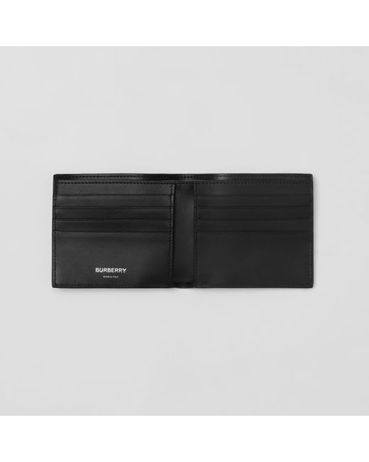 Burberry Black International Embossed Check Leather Wallet for men