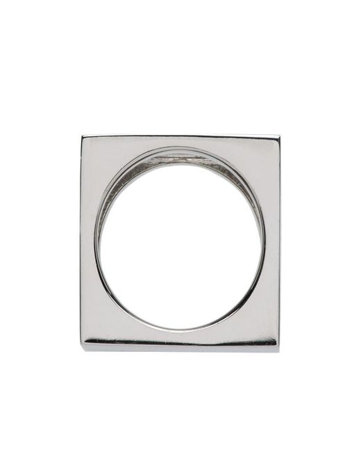 we11done Gray Logo Ring for men
