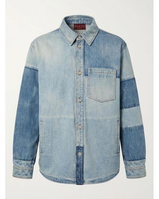Gucci Blue Cotton Denim Shirt for men
