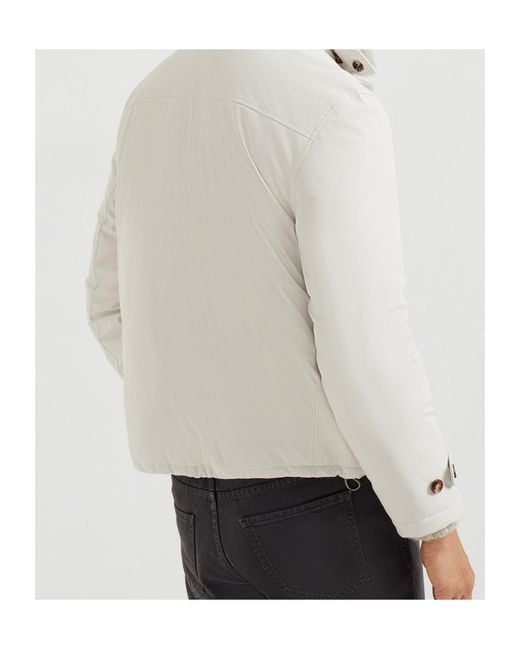 Brunello Cucinelli Natural Padded Bomber Jacket for men