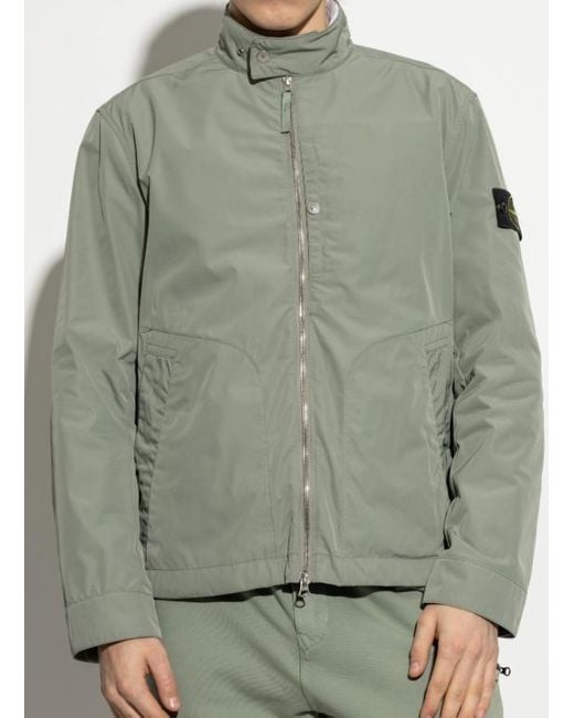 Stone Island Green Logo-Patch Zipped Jacket for men
