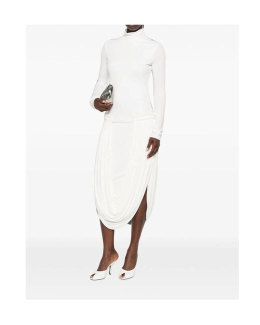 Stella McCartney White Draped-Detail Midi Dress
