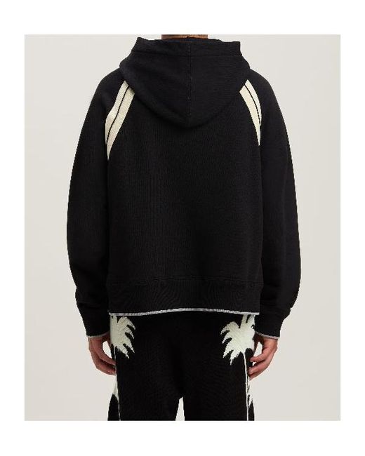 Palm Angels Black Logo Printed Ribbed Hem Hoodie for men