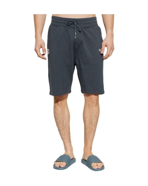 AllSaints Blue Emblem Logo Jersey Shorts for men