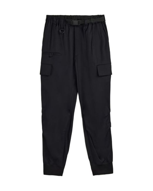 Y-3 Black Twill Cuffed Pants for men