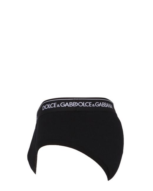 Dolce & Gabbana Black Logo Waistband 2-Pack Briefs for men