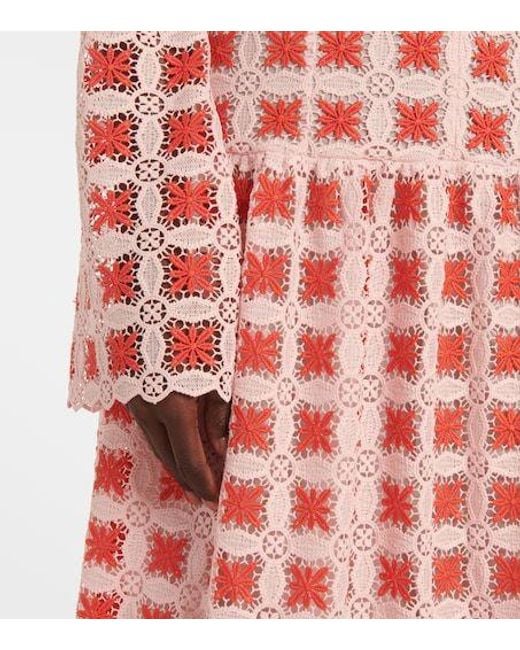 Giambattista Valli Pink Belted Lace Maxi Dress