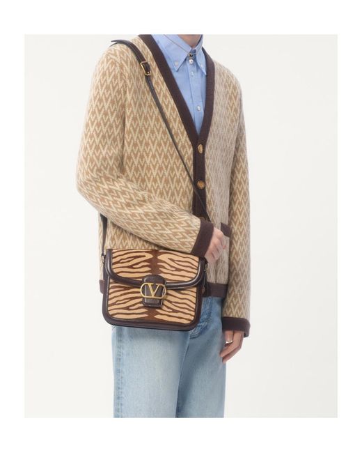 Valentino Natural Toute La V Patterned Straight Hem Cardigan for men