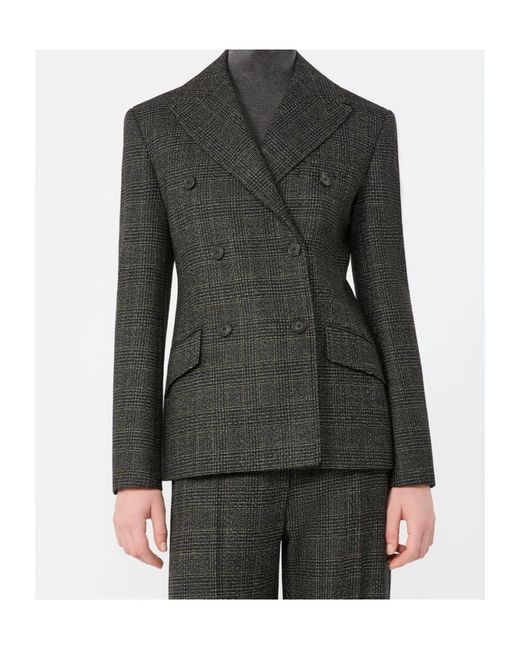 Weekend by Maxmara Black Prince Of Wales Check Wool Blazer