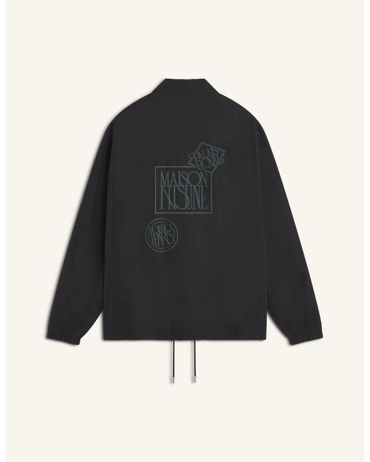 Maison Kitsuné Blue Logo-Print Buttoned Jacket for men
