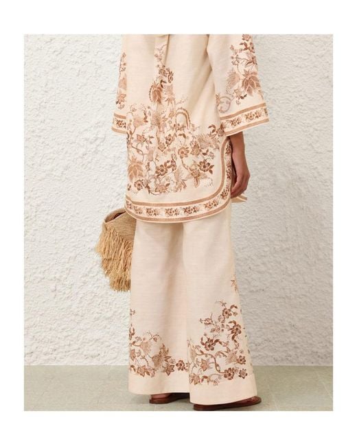 Zimmermann Natural Embroidered Trousers